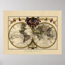 "1720 Guillaume DeLisle" Olde Worlde Map Poster