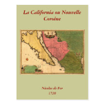 1720 Map - La Californie ou Nouvelle Caroline Post Card