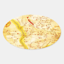 1752 1850 Scull Heap Map of Philadelphia E Oval Stickers