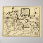 1755 Great Lakes and New France / Canada Map