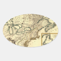 1778 Map of Canada and the United States Oval Sticker