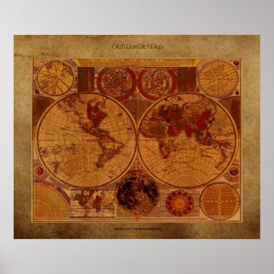 1780 Old World Map on Parchment effect Art by RavenSpiritPrints