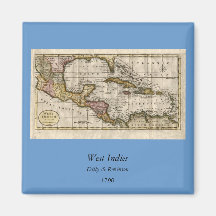 1790 Map of The West Indies by Dilly and Robinson Magnet