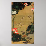 17. 蓮池遊魚図, 若冲 Pond with The Lotus, Jakuchū Poster