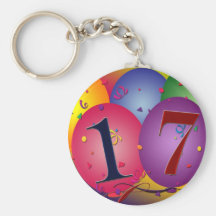 17 Years!  Birthday Balloons Key Chain