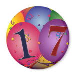 17 Years!  Birthday Balloons Fridge Magnets