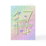 17th Birthday Butterflies and Flowers Card