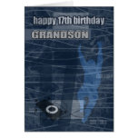 17th Birthday Grandson Modern Design Greeting Cards