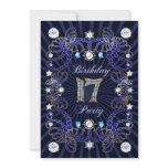 17th birthday party invite with masses of jewels