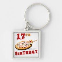 17th Birthday Pizza party Key Chains