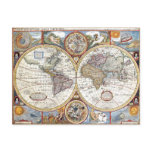 17th Century Dual Hemisphere World Map Postcards