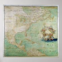 17th Century Map the Americas By Claude Bernou Posters