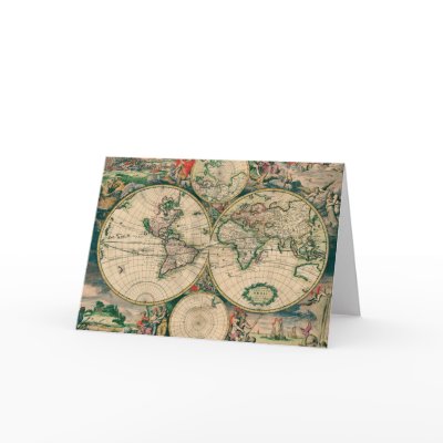 17th Century World Map Greeting Card by bontondesigns