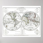 1806 Atlas Map: La Mappemonde by Eustache Hérisson posters