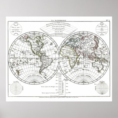 1806 Atlas Map: La Mappemonde by Eustache Hérisson by ZephyrusBooks