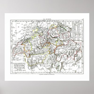 1806 Map - La Suisse Poster by ZephyrusBooks