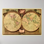 1808 Captain Cook's double-hemisphere World Map Posters