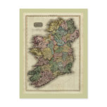 1813 Ireland Map by John Pinkerton postcards
