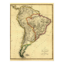 1817 Map of South America Post Card