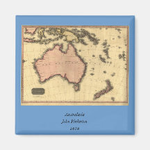 1818 Australasia  Map - Australia, New Zealand Magnets