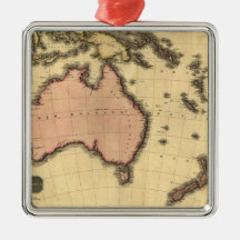 1818 Australasia  Map - Australia, New Zealand Christmas Tree Ornaments