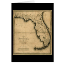 1823 Map of Florida Greeting Card
