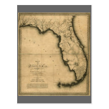 1823 Map of Florida Post Card