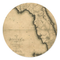 1823 Map of Florida Round Stickers