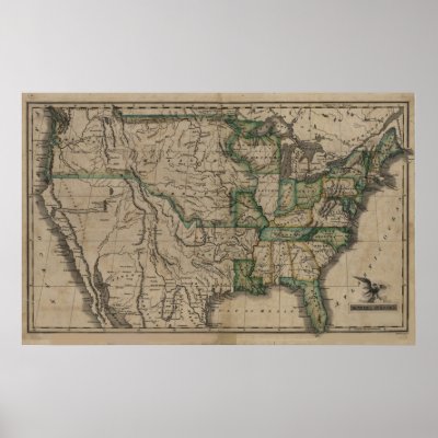 1823 Map of the United States Posters by Dividenda