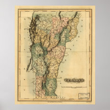 1826 Map of Vermont Poster