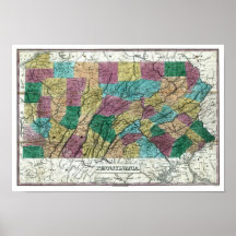 1829 Pennsylvania Map Poster