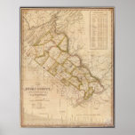 1831 Map of Bucks County Pennsylvania Poster