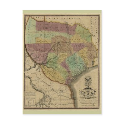 1837 Map of Texas, with Parts of the Adjoining Sta Post Card by ZephyrusBooks