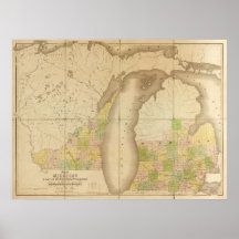 1839 Map of Michigan Poster