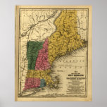 1839 Map of New England Print