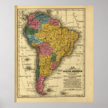 1839 Map of South America Poster
