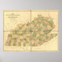 1839 Map of Tennessee & Kentucky Rails and Roads Poster