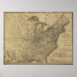 1840 Map of the Canals & Railroads of the USA Posters