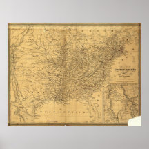1847 Antique Rail Map of the United States Print