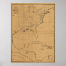 1848 Railroad Map Routes Connecting to Pensacola Poster