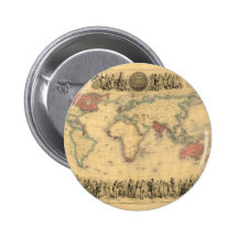1850’s Map of British Empire Throughout the World Pins