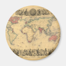 1850’s Map of British Empire Throughout the World Magnet