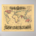1850’s Map of British Empire Throughout the World posters