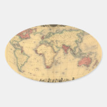 1850’s Map of British Empire Throughout the World Oval Sticker