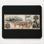 1853 Five Dollar Cochituate Bank Note Mouse Pads