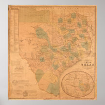 1853 Map of Texas Poster