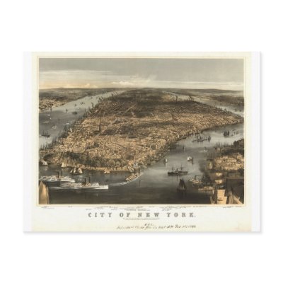 1856 New York City NY Birds Eye View by Currier Post Card by PaperTimeMachine