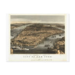 1856 New York City NY Birds Eye View by Currier postcards