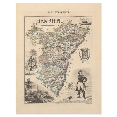 1858 Map of Bas Rhin Department, France by ZephyrusBooks
