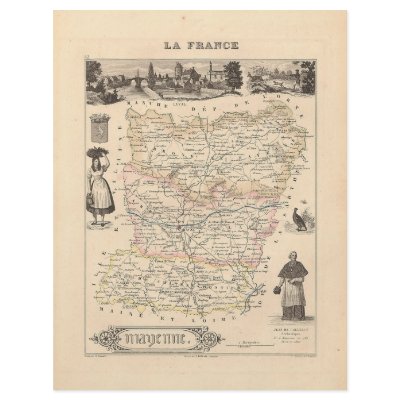 1858 Map of Mayenne Department, France by ZephyrusBooks